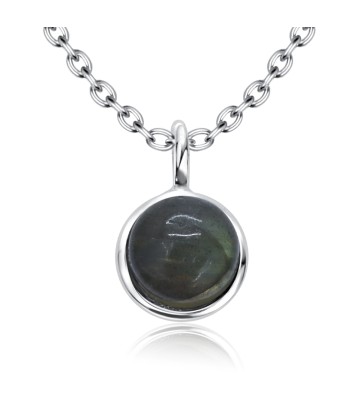 Grey Quartz Natural Round Stone Silver Necklace SPE-5139